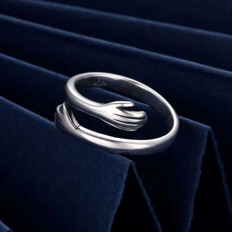 Buddha Stones 925 Sterling Silver Love Hug Thumb Ring