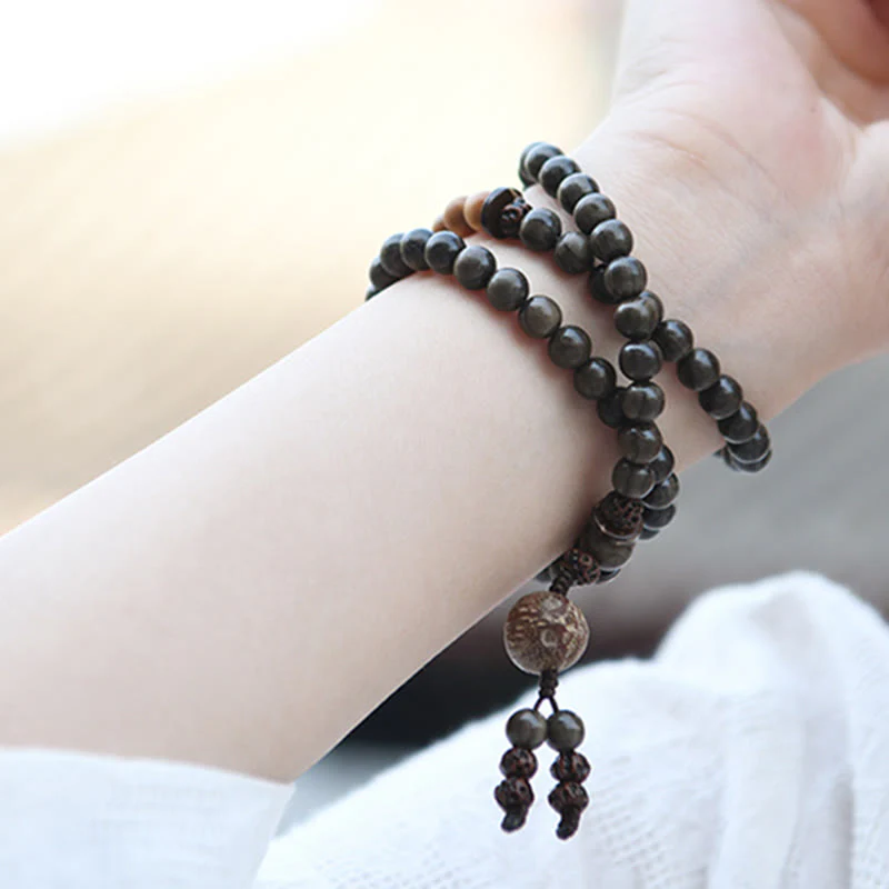 Buddha Stones Tibetan Sandalwood Protection Charm Mala Bracelet