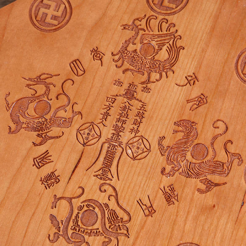 Buddha Stones Feng Shui Bagua Map Peach Wood Five-Emperor Coins Chinese Knotting Balance Energy Map Mirror