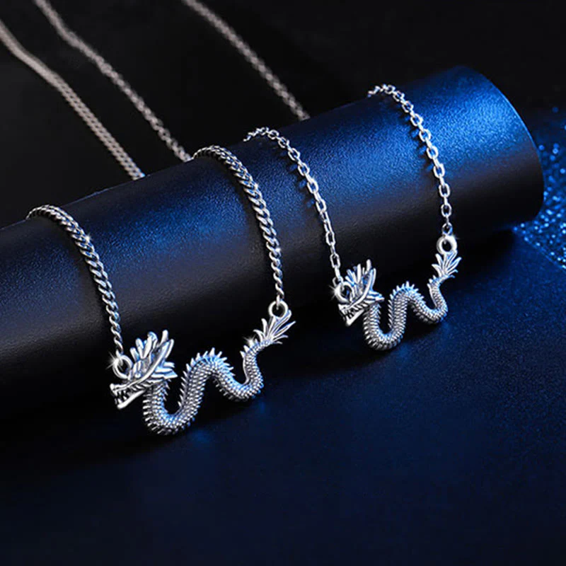Buddha Stones 925 Sterling Silver Year Of The Dragon Auspicious Dragon Protection Chain Necklace Pendant(Extra 30% Off | USE CODE: FS30)