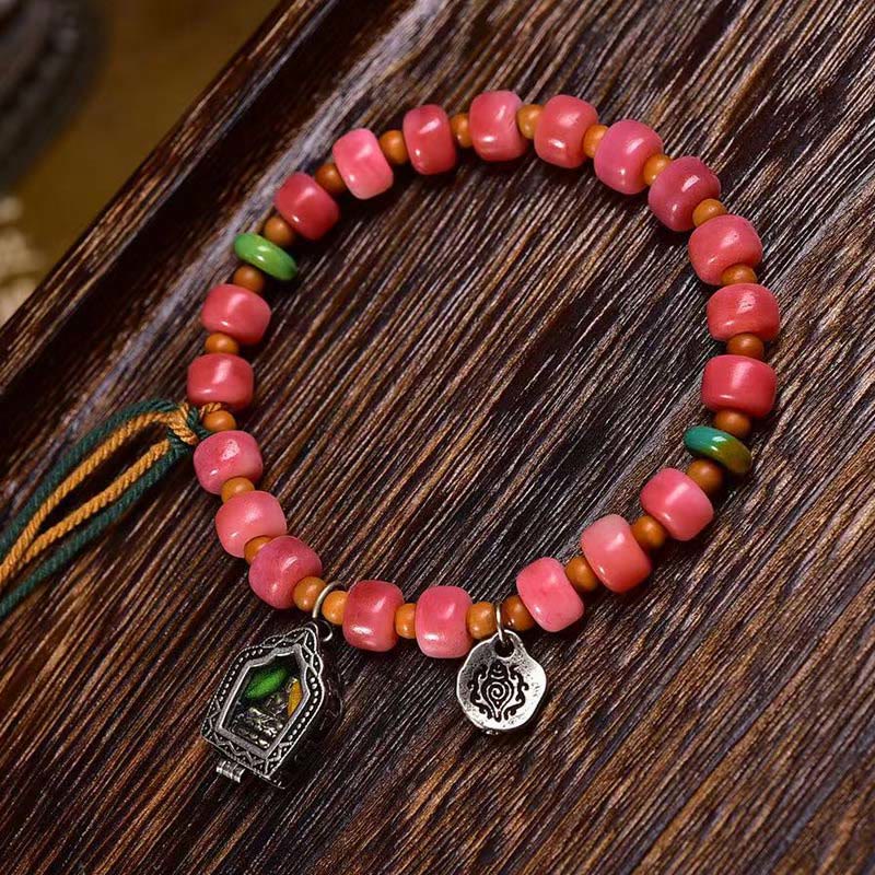 Buddha Stones Tibetan Camel Bone Red Agate Luck Bracelet