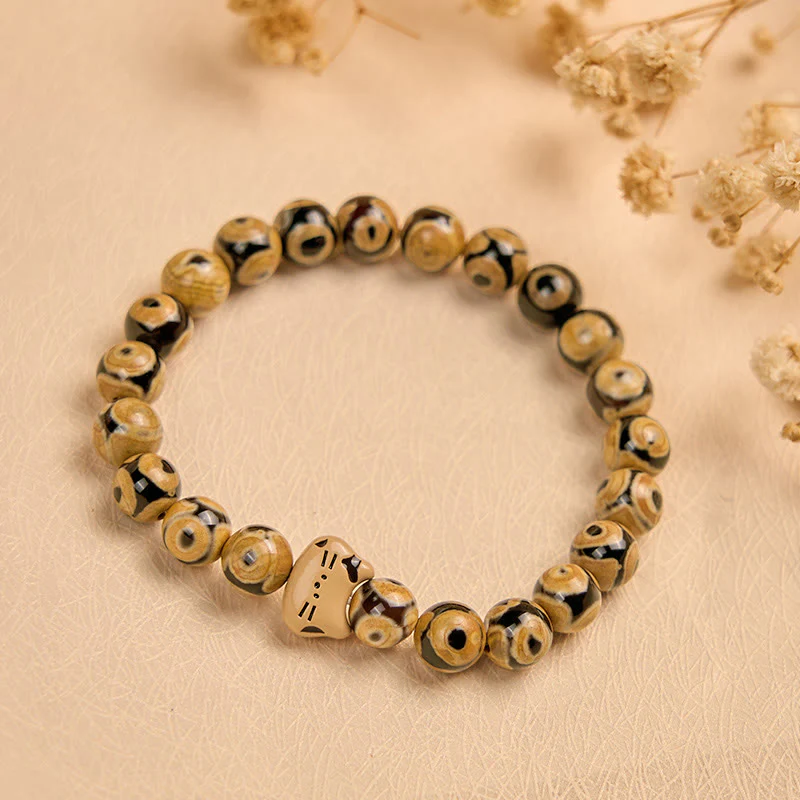 Buddha Stones Bengal Cat Natural Agate Stone Kitten Head Graceful Bracelet