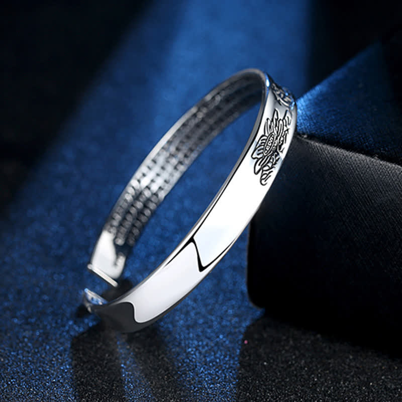 Buddha Stones Heart Sutra Mantra Lotus Peace Copper Cuff Bracelet Bangle