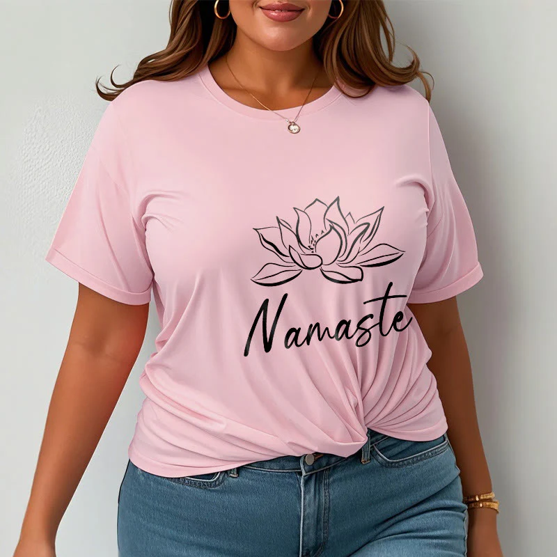 Buddha Stones Simple Lotus Flower Namaste Meditation Cotton Tee T-shirt