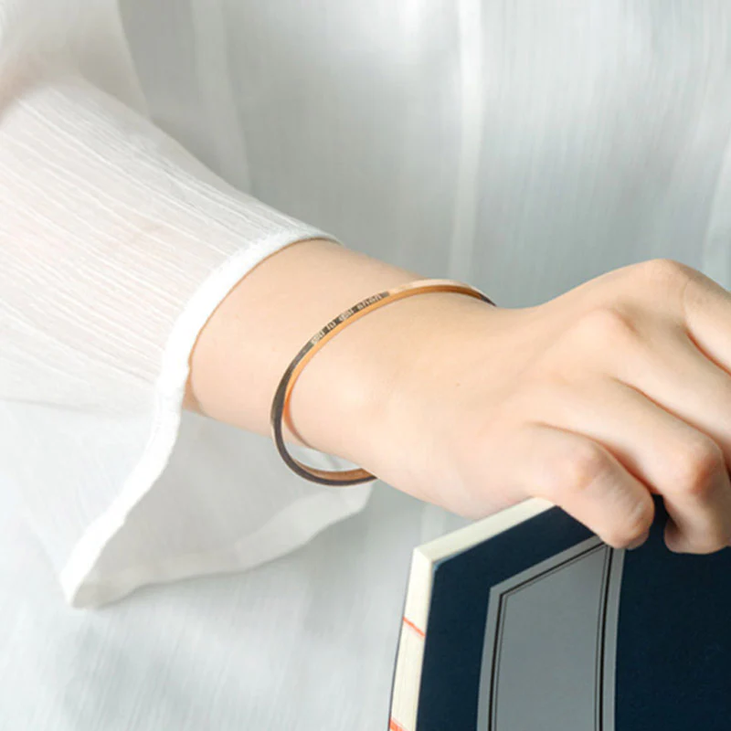 Buddha Stones Six True Words Engraving Titanium Steel Blessing Protection Bracelet