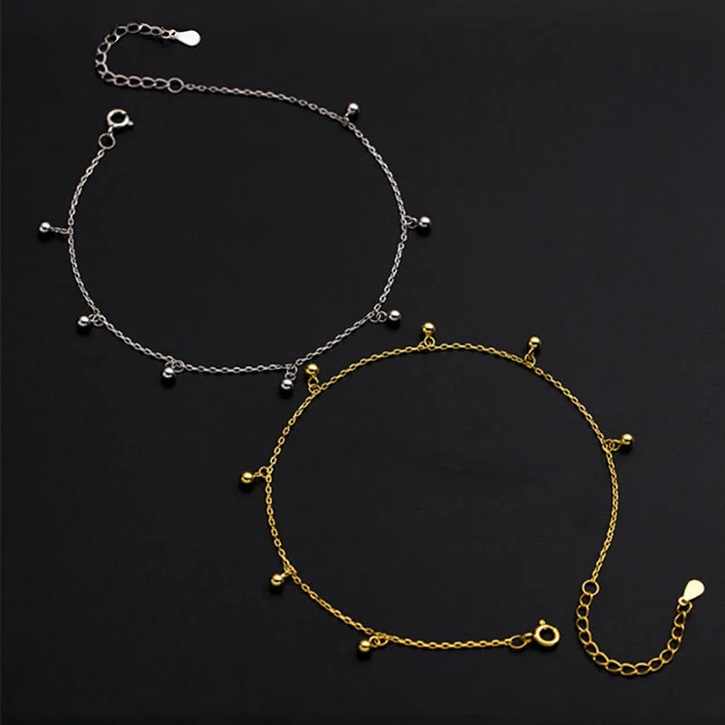 Buddha Stones 925 Sterling Silver Small Beads Charm Blessing Anklet