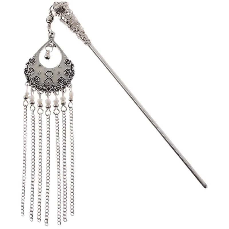 Buddha Stones Water Drop Lily of the Valley Flowers Tassels Confidence Hairpin