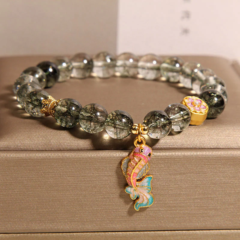 Buddha Stones Green Phantom Koi Fish Lucky Bracelet