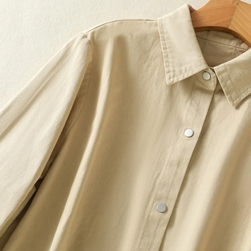 Buddha Stones Plain Button Design Stand Collar Women's Cotton Jacket