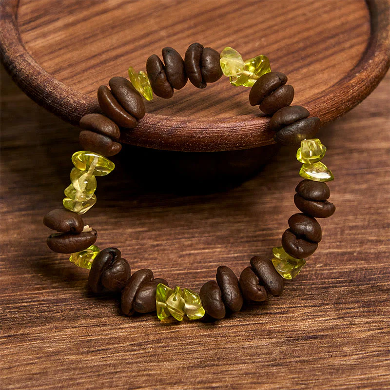 Buddha Stones Handmade Natural Coffee Beans Amethyst Citrine Amazonite Irregular Crystal Bracelet