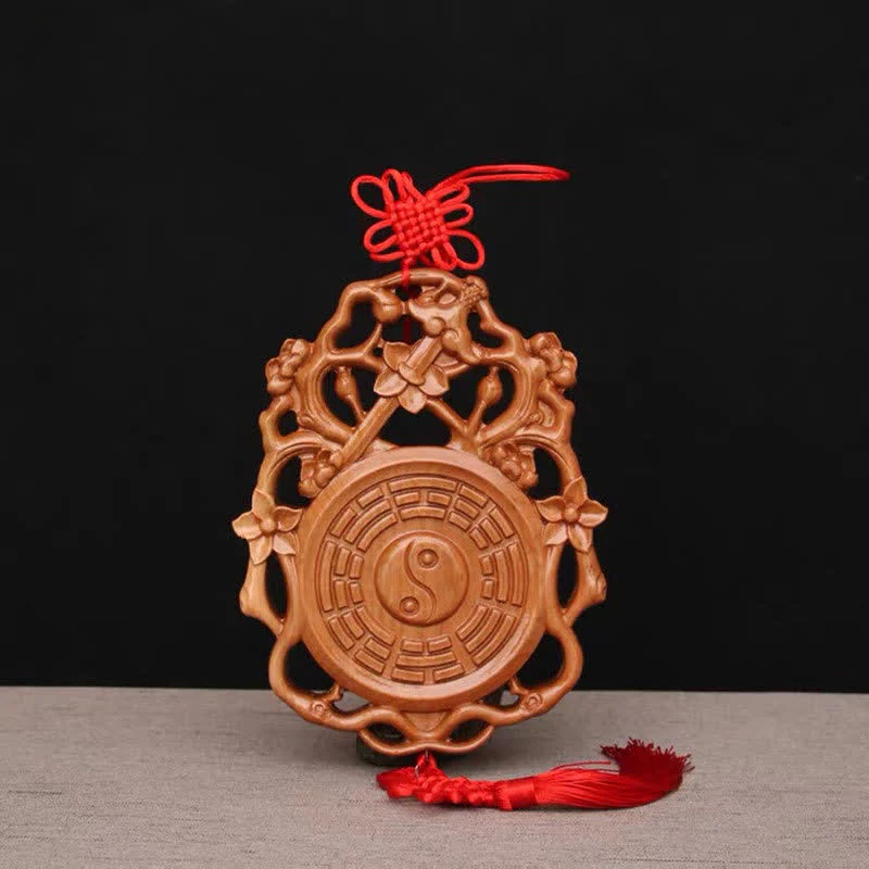 Buddha Stones Feng Shui Bagua Map Peach Wood Chinese Knotting Balance Energy Map