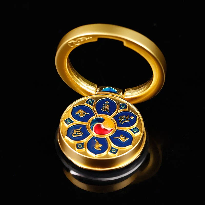 Buddha Stones Tibetan Om Mani Padme Hum Peace Phone Ring Bracket Universal Phone Holder Decorations