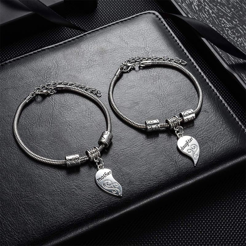 Buddha Stones 2pcs Matching Heart Mother Daughter Bracelets