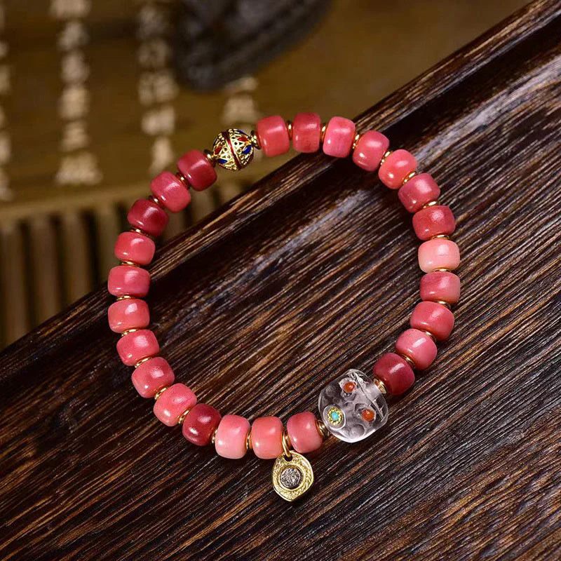 Buddha Stones Tibetan Camel Bone Red Agate Luck Bracelet