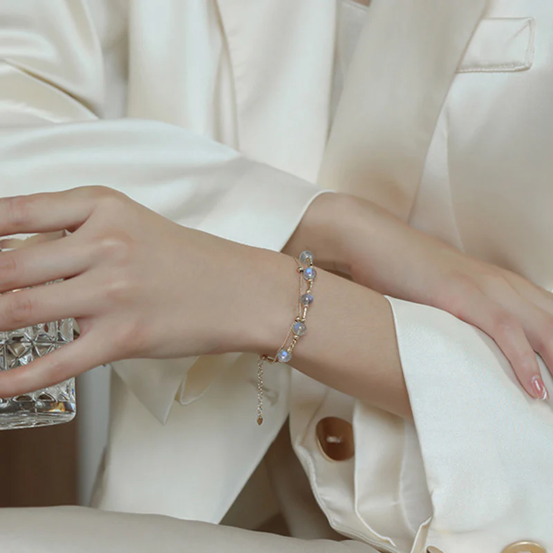 Buddha Stones Moonstone Positive Charming Chain Bracelet