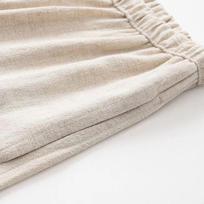 Buddha Stones 2Pcs Tang Suit Frog-Button Long Sleeve Shirt Pants Linen Cotton Men's Set