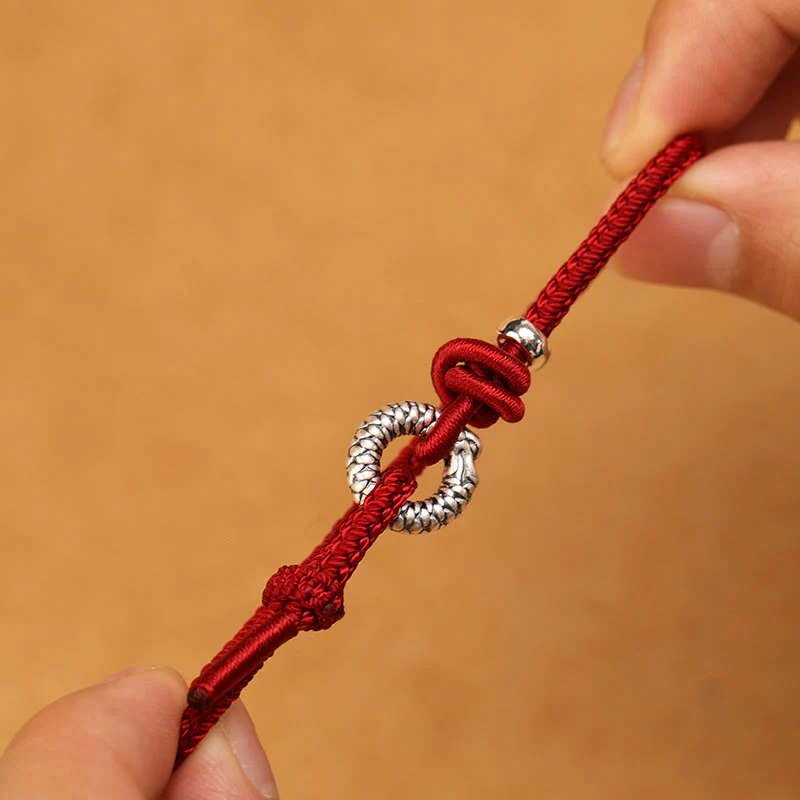 Buddha Stones 999 Sterling Silver Year Of The Dragon Peace Buckle Luck Bracelet