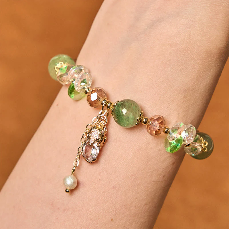 Buddha Stones Natural Citrine Green Strawberry Quartz PiXiu Prosperity Bracelet