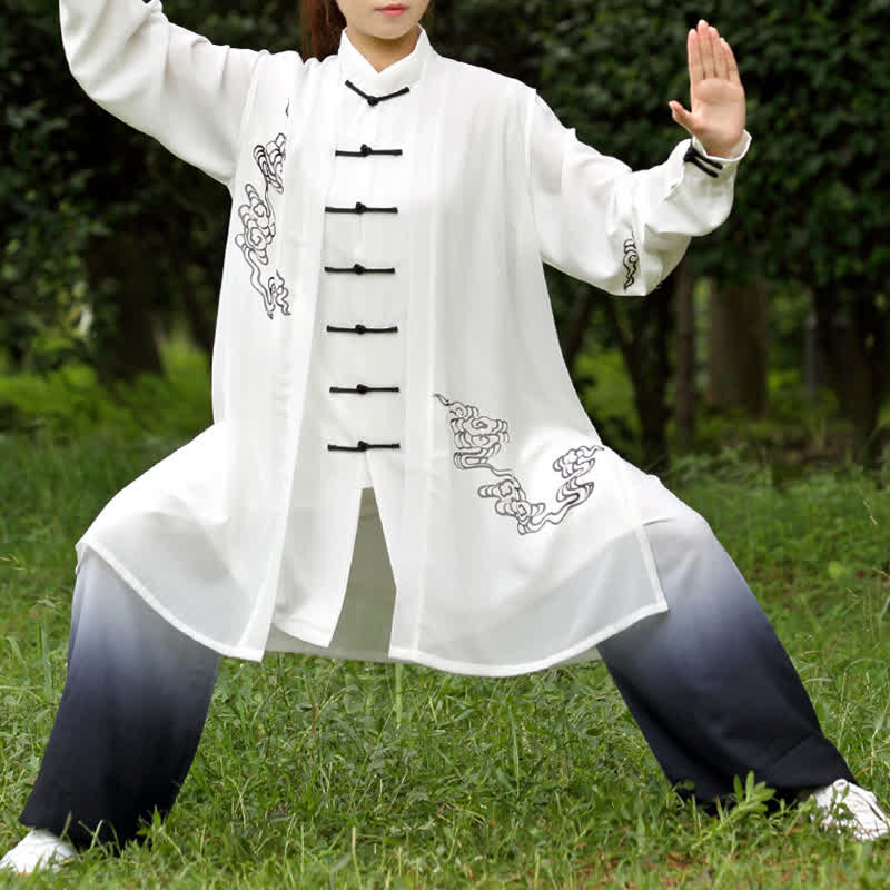 Buddha Stones Auspicious Clouds Gradient Meditation Prayer Spiritual Zen Tai Chi Qigong Practice Women's Clothing Set