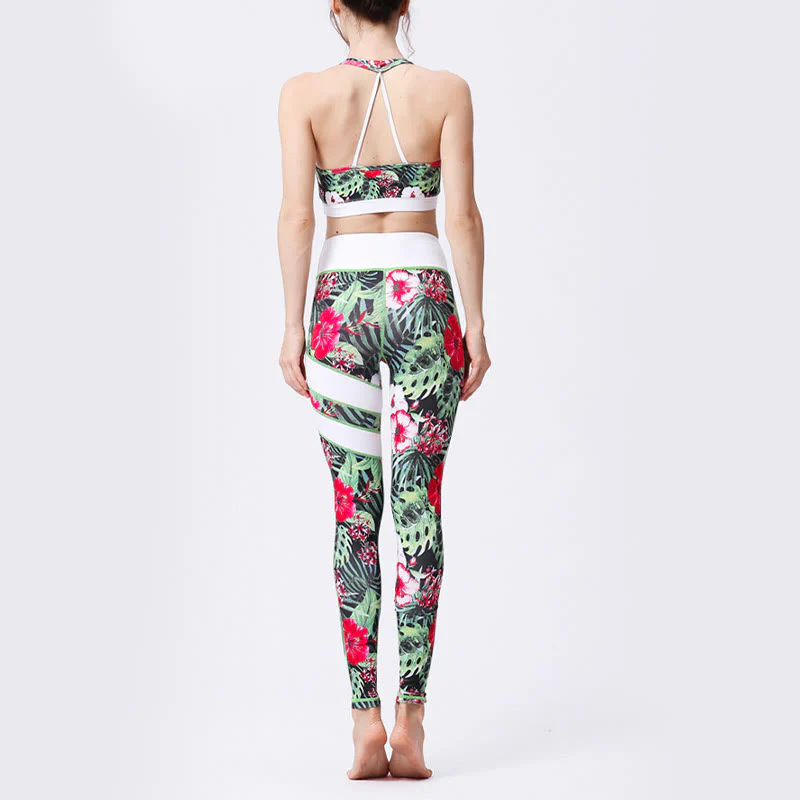 Buddha Stones Flower Petal Leaves Print Sports Exercise Fitness High Waist Leggings Women's Yoga Pants