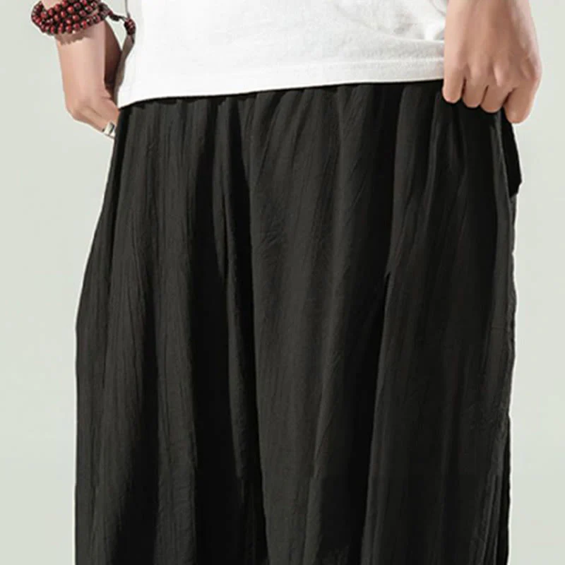 Buddha Stones Cotton Men's Drawstring Harem Pants With Pockets