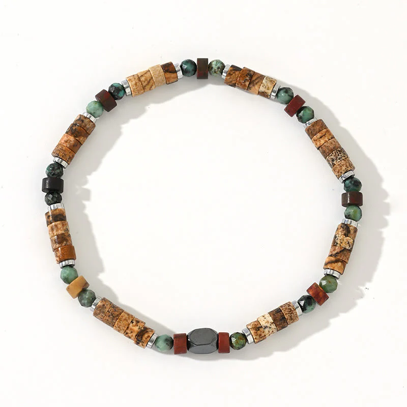 Buddha Stones Natural Stone Picture Jasper Turquoise Hematite Positive Bracelet