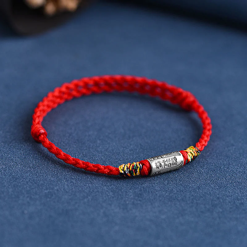 Buddha Stones Handcrafted 925 Sterling Silver Everything Goes Well Design Protection Strength Bracelet Anklet