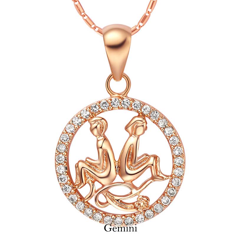 12 Constellations of the Zodiac Rhinestone Luck Necklace Chain Pendant (Extra 30% Off | USE CODE: FS30)