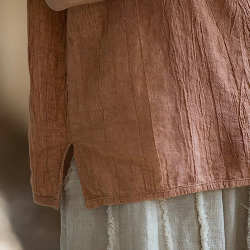 Buddha Stones Summer Tie-dye Frog-Button Ramie Cotton Sleeveless Women's Vest