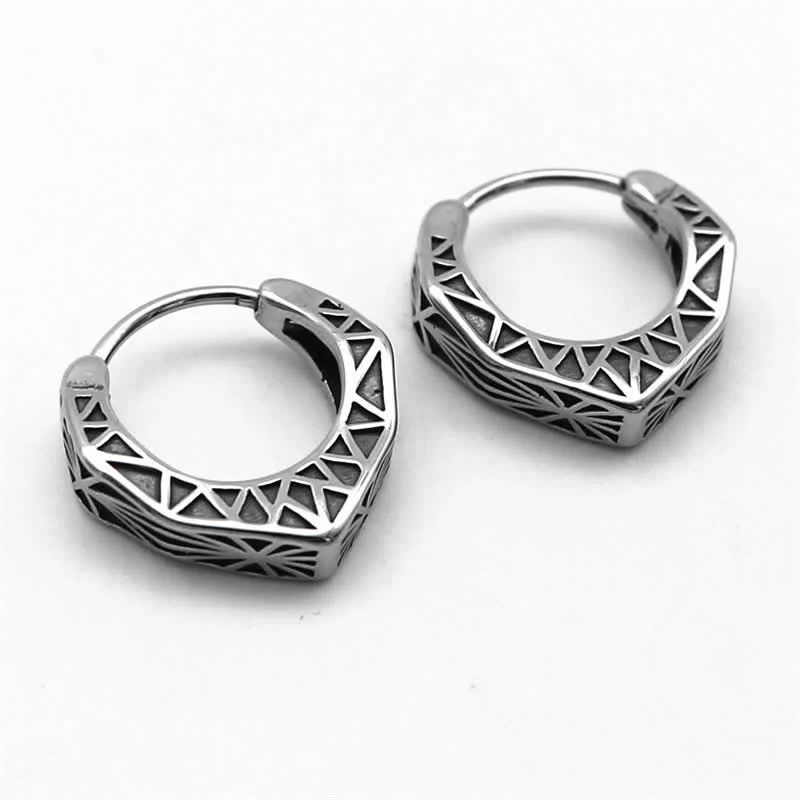 Buddha Stones Viking Hoop Titanium Steel Balance Earrings