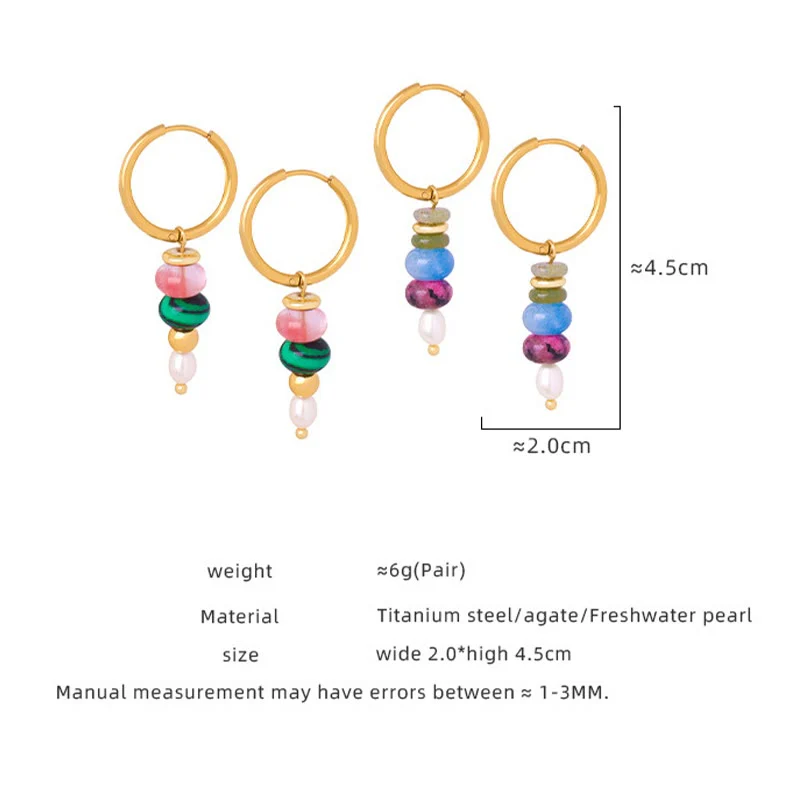 Buddha Stones Tibetan Marnyi Stone Design Natural Red Agate Pearl Confidence Titanium Steel Earrings