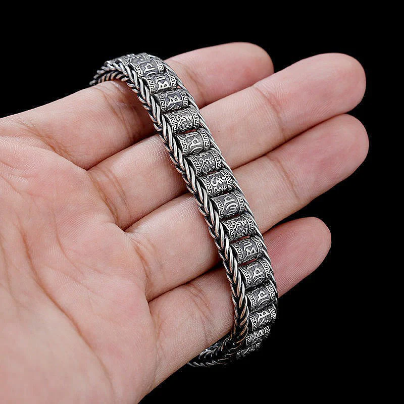 Buddha Stones Tibetan Copper Buckle Om Mani Padme Hum Peace Metal Bracelet