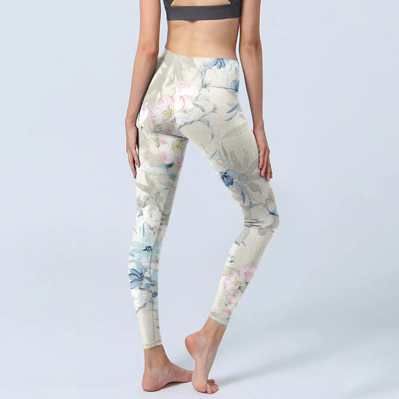 Buddha Stones Cherry Blossom Butterflies Print Gym Leggings Women's Yoga Pants