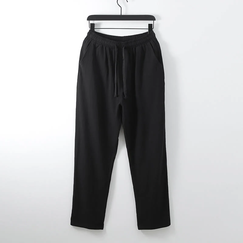 Buddha Stones 2Pcs Summer V-Neck Cotton Shirt Pants With Pockets Men's Meditation Cloth Set