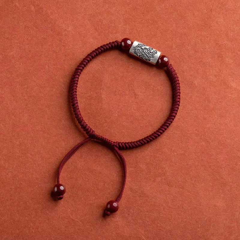 Buddha Stones 925 Sterling Silver 12 Chinese Zodiac Cinnabar String Bracelet