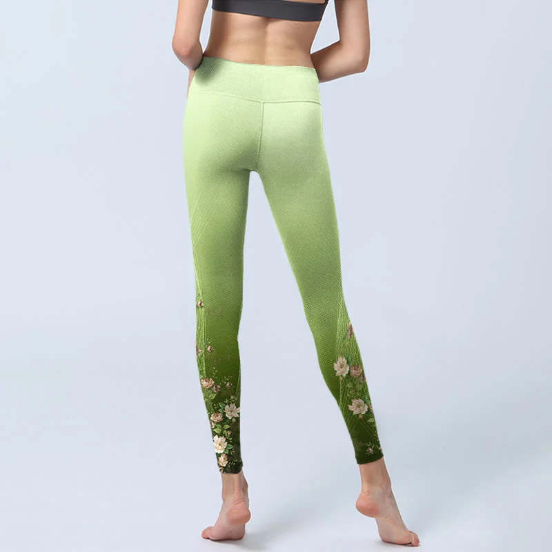 Buddha Stones Rose Lines Pattern Print Gym Leggings Women's Yoga Pants
