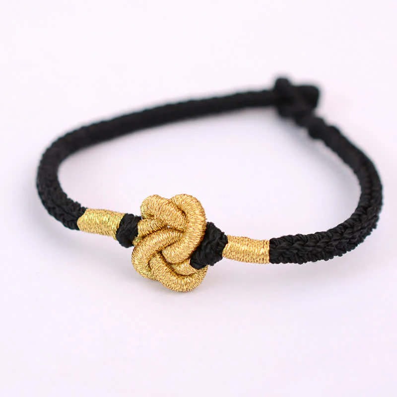 Buddha Stones Handmade Simple Design Chinese Knotting Luck Strength Braid String Bracelet