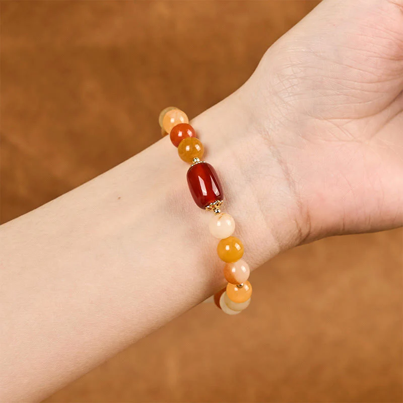 Buddha Stones Golden Silk Jade Beads Gourd Wealth Luck Bracelet