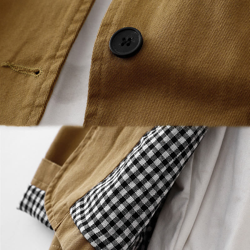 Buddha Stones Commute Patchwork Design Cotton Women's Jacket With Pockets