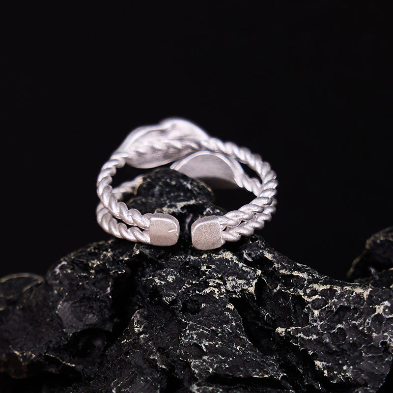 Buddha Stone Copper Leaf Wealth Adjustable Ring