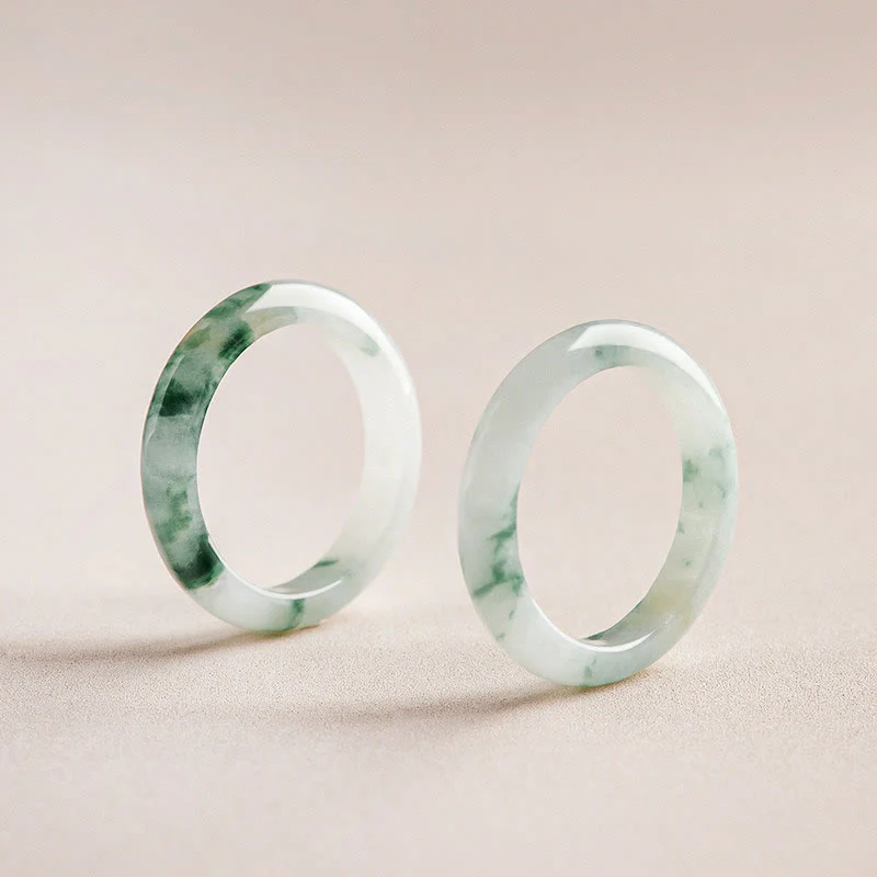 Buddha Stones Natural Green Jade Luck Abundance Ring