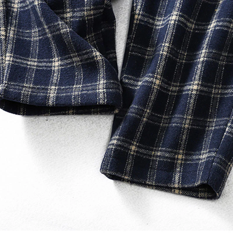 Buddha Stones Retro Plaid Pattern Women's Fleece-Lined Harem Cotton Pants With Pockets