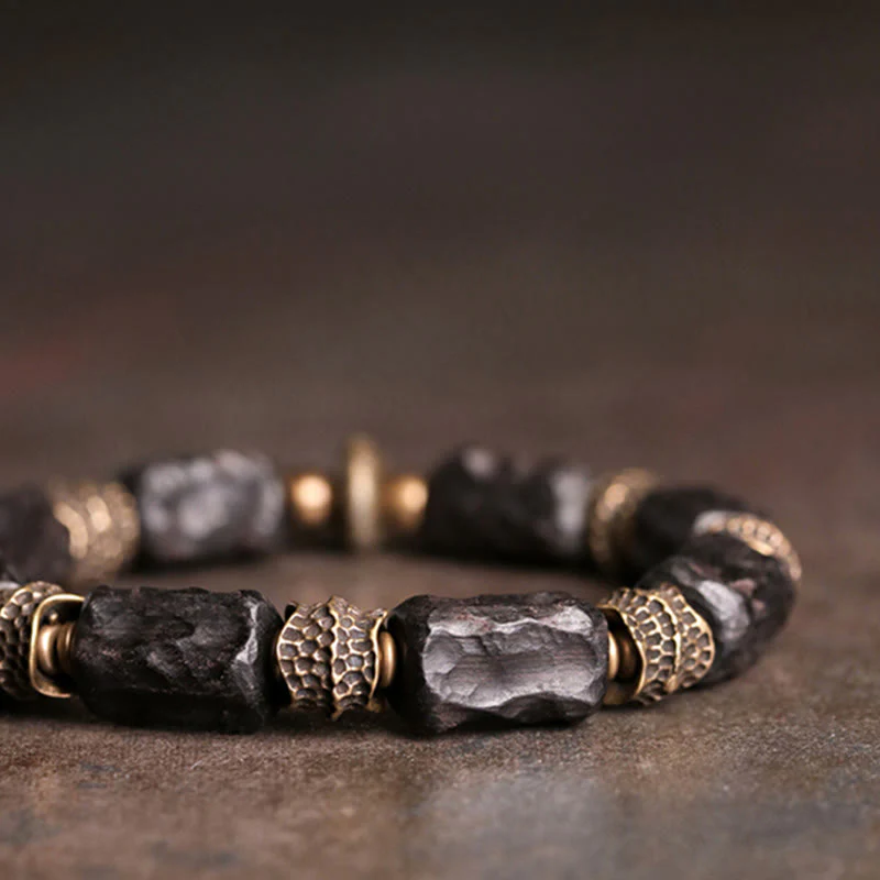 Buddha Stones Tibetan Ebony Wood Copper Calm Peace Bracelet