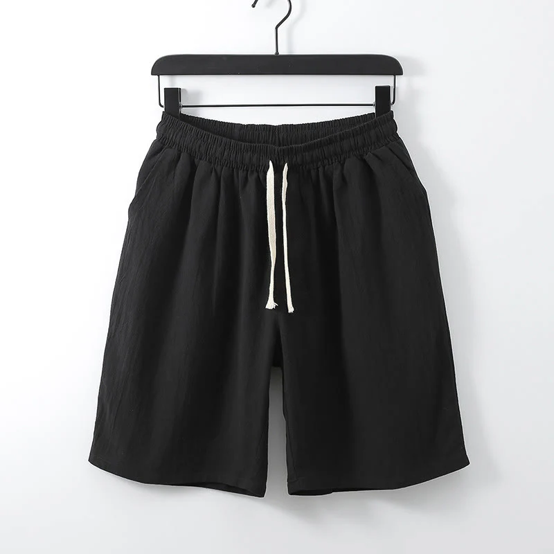 Buddha Stones Casual Solid Color Men's Straight Shorts With Pockets Cotton Shorts Men's Pants