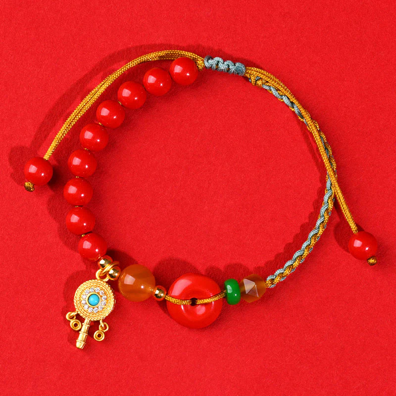 Buddha Stones Cinnabar String Peace Buckle Blessing Bracelet