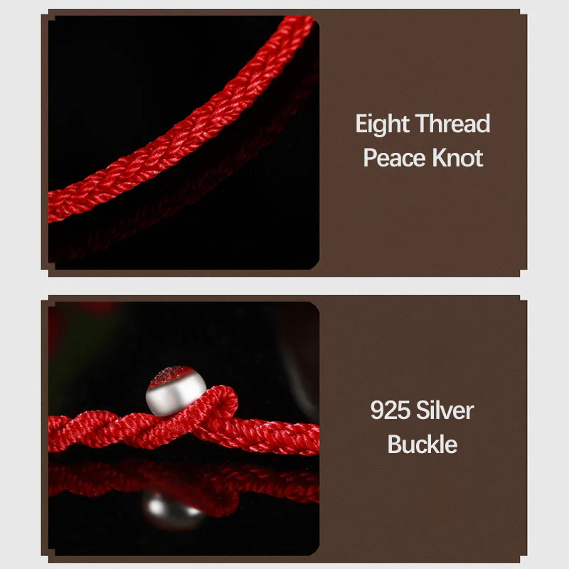 Buddha Stones 999 Gold Lucky Bead Eight Thread Peace Knot Red Rope Bracelet