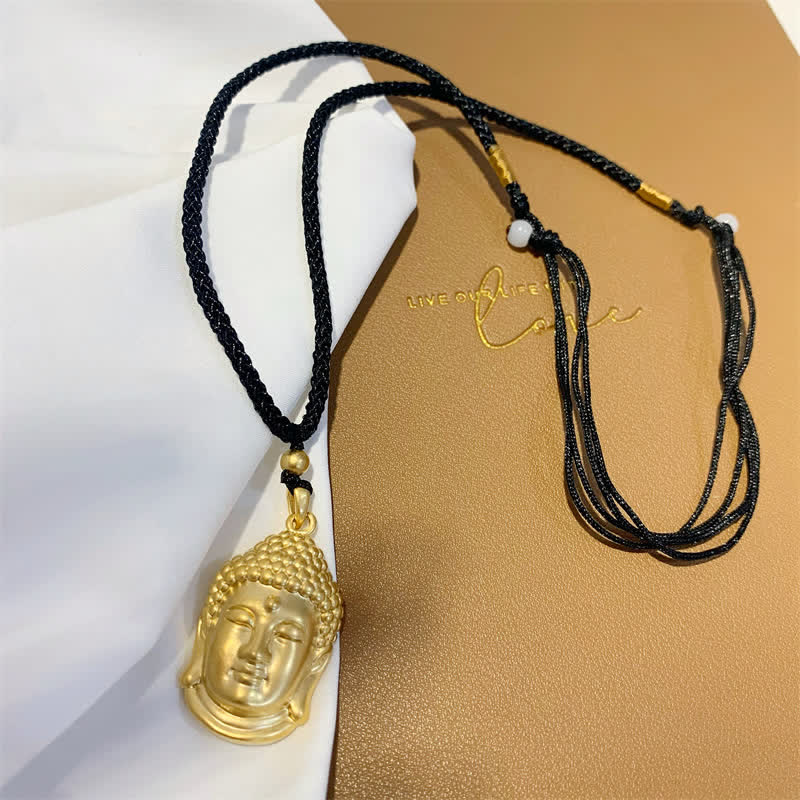 Buddha Stones Gold Buddha Copper Wealth Necklace Pendant