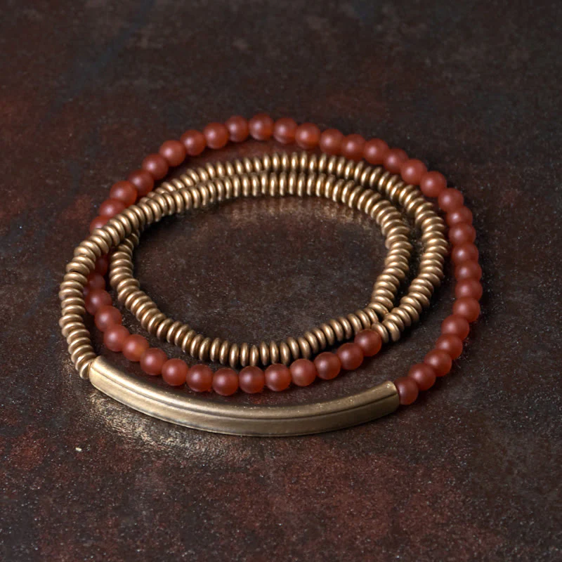 Tibetan Various Agate Stone Copper Protection Triple Wrap Bracelet (Extra 30% Off | USE CODE: FS30)