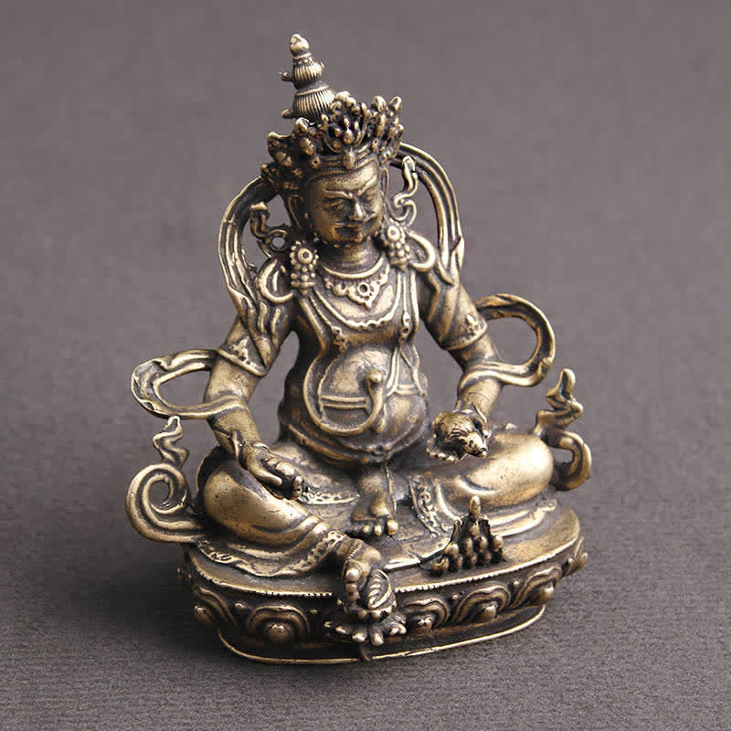 Buddha Stones Yellow Jambhala Bodhisattva Figurine Serenity Copper Statue Decoration
