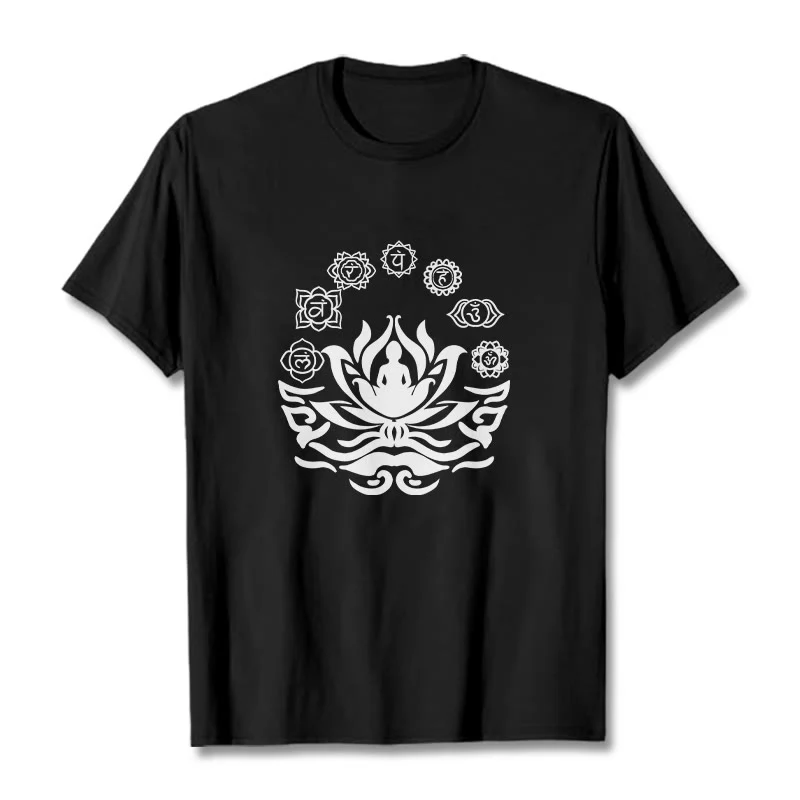 Buddha Stones OM Symbol Sanskrit Mantras Buddha Lotus Flower Design Tee T-shirt